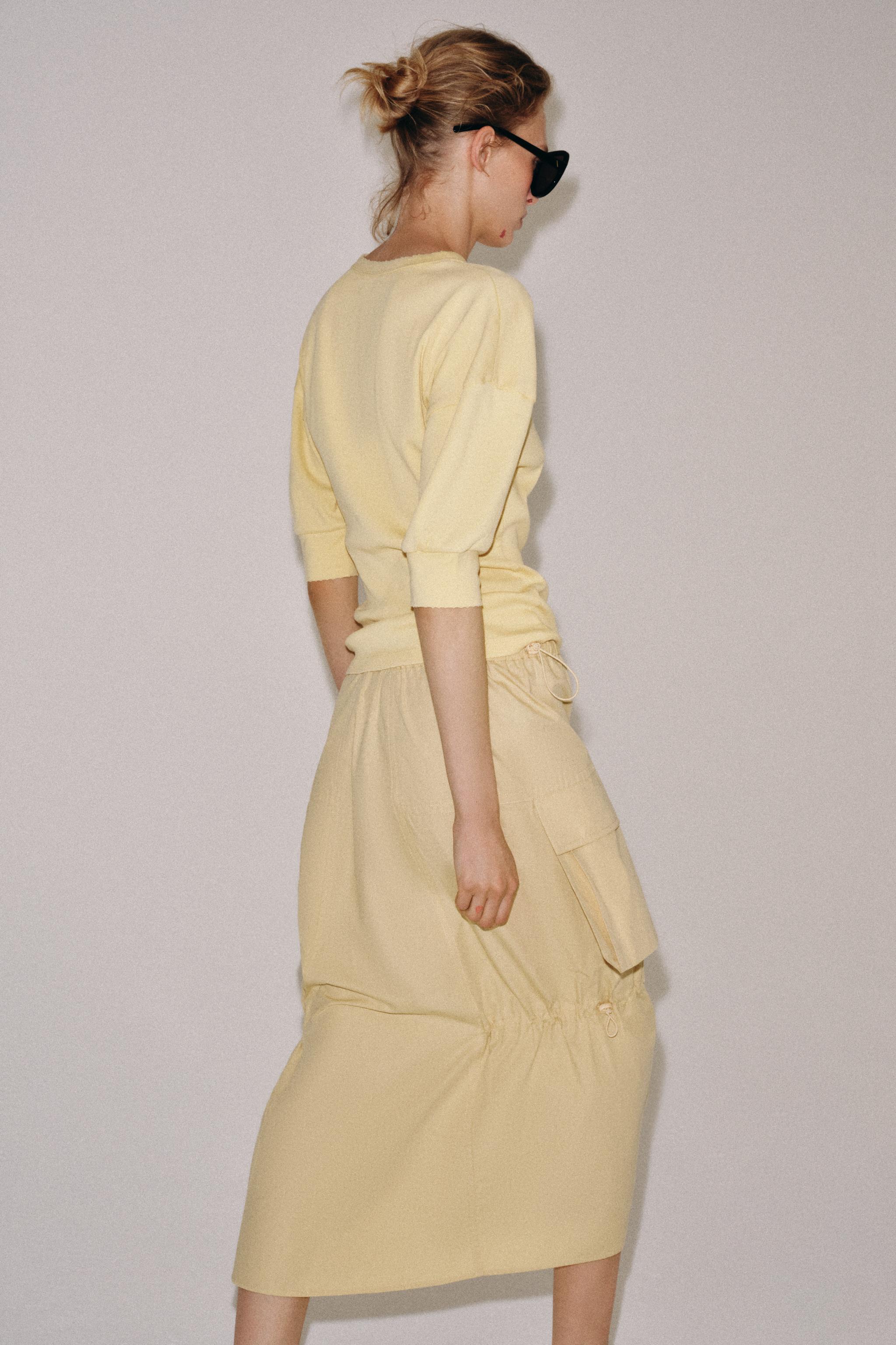 RIB KNIT VOLUMINOUS SLEEVE T-SHIRT